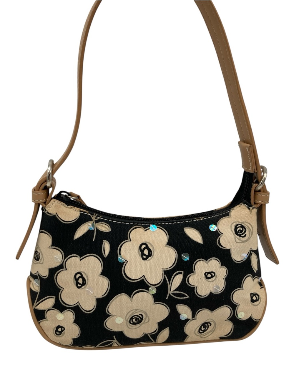 Vintage Nine West Cotton Floral Iridescent Sequined Shoulder Bag